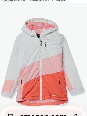 ARCTIX Kids Frost Insulated Jacket, NWOT, girl's L, in white, pink and peach.